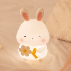 Squishy Silikon Sleepy Bunny LED-Nachtlicht - Perfektes Geschenk für Kinder und Mädchen