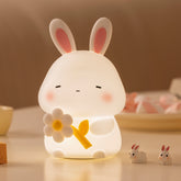 Huggwaii Squishy Silicone Sleepy Bunny LED Night Light - Perfect Gift for Kids and Girls