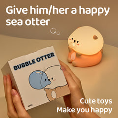 Huggwaii Otter Bubble Blowing Baby Squishy Silicone Night Light Soft Glow Adorable Funny Perfect for Gift