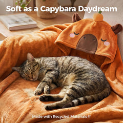 Mewaii® Capybara Wearable Blanket Hoodie Ultra Soft Oversized Cozy Blanket for Warm Hugs & Relaxing Moments