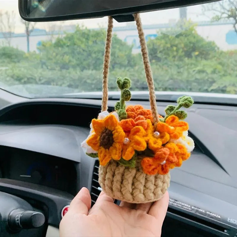 MeWaii® Handmade Crochet Flowers and Potted Plants Car Hanging