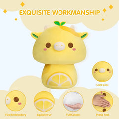 MeWaii® Mushroom Family Painted Lemon Cow Kawaii Plush Pillow Squish Toy