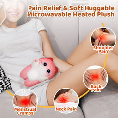 MeWaii® Heating Family Pink Cat Kawaii Stuffed Animal Unscented Microwavable Warmable Heating Pad Plush Toy