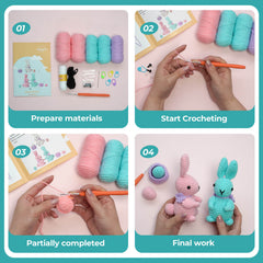 MeWaii® Crochet Bunny Crochet Kit For Beginners With Easy Peasy Yarn
