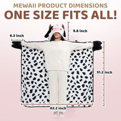 MeWaii® Brindle Cow Wearable Blanket Hoodie Oversized Flannel Sweatshirt Blanket Warm & Cozy Hooded Blanket Gifts