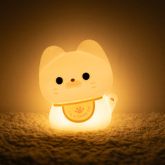 Huggwaii Squishy Silicone Happy Cat LED Night Light - Perfect Gift for Kids and Girls
