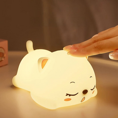 Veilleuse LED en silicone souple en forme de chat ronronnant – Cadeau idéal pour les enfants et les filles