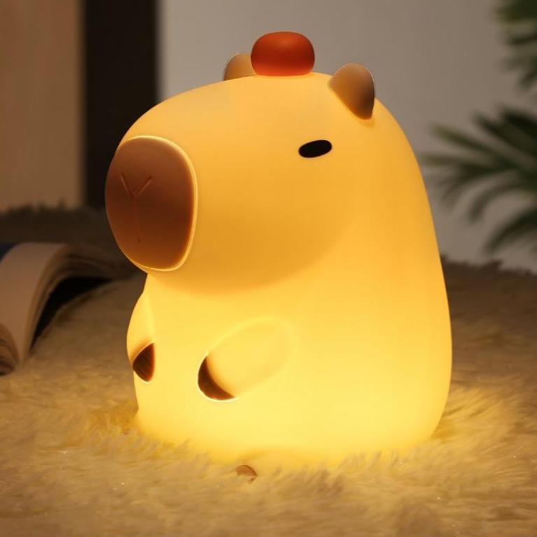 Orangefarbenes Capybara-Squishy-LED-Nachtlicht aus Silikon – perfektes Geschenk für Kinder und Mädchen Orangefarbenes Capybara-Squishy-LED-Nachtlicht aus Silikon – perfektes Geschenk für Kinder und Mädchen