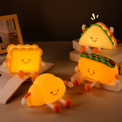 Huggwaii Afternoon Tea Silicone Squishy Night Light Set Cute Bread Biscuit Sandwich Lamp Food Series Gift Decor