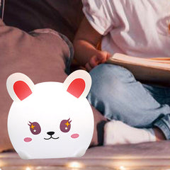 Squishy Silicone Big Face Bunny LED Night Light - Perfect Gift for Kids and Girls