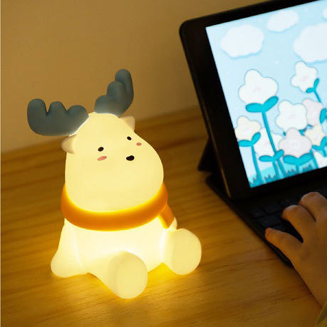 Veilleuse LED en silicone souple en forme d'élan - Cadeau idéal pour les enfants et les filles