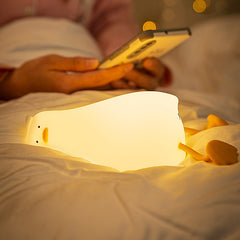 Veilleuse LED en silicone souple en forme de canard paresseux – Cadeau idéal pour les enfants et les filles
