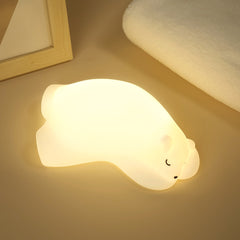 Veilleuse LED en silicone souple en forme d'ours polaire - Cadeau idéal pour les enfants et les filles