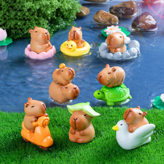 Über 5+ Stück Miniatur-Capybara-Figuren, süßes Set, matschiges Silikon-Nachtlicht, DIY-Schreibtisch-Kollektion, Harz