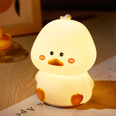 Veilleuse LED en silicone souple en forme de canard timide – Cadeau idéal pour les enfants et les filles
