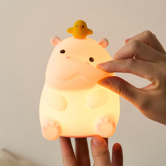 Hippo with Duck Adorable Squishy Silicone Night Light Perfect Gift