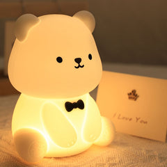 Veilleuse LED en silicone souple en forme d'ours en peluche - Cadeau idéal pour les enfants et les filles