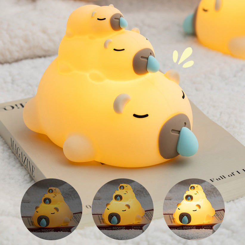 Gestapeltes Capybara-Nachtlicht, dreilagig, schläfriges Squishy-Silikon, perfektes Geschenk Gestapeltes Capybara-Nachtlicht, dreilagig, schläfriges Squishy-Silikon, perfektes Geschenk