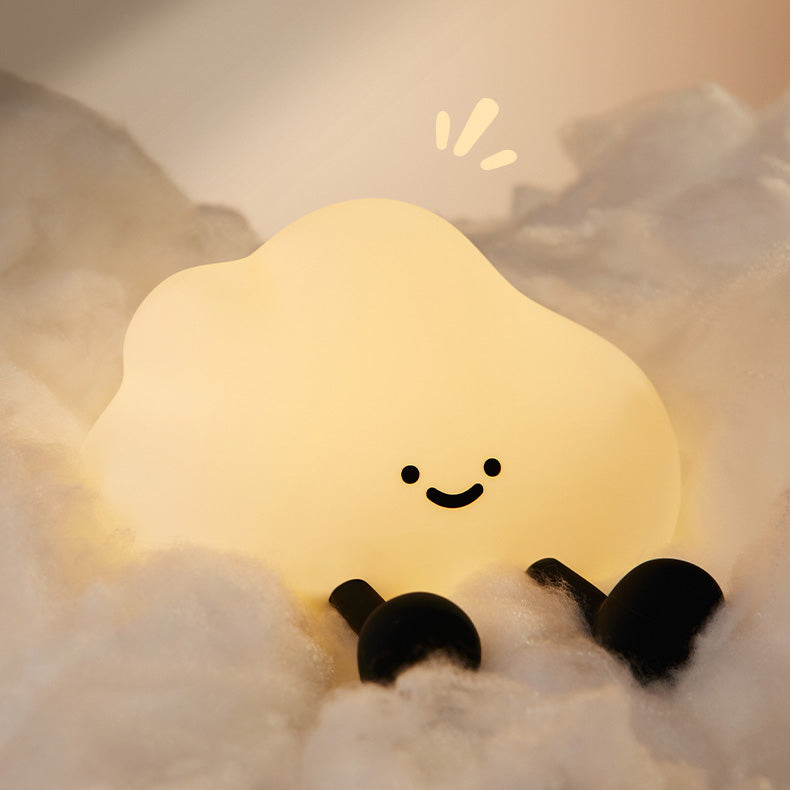 Cute Cloud Silicone Squishy Night Light Smiling Face for Cozy Room Perfect Gift