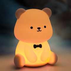 Veilleuse LED en silicone souple en forme d'ours en peluche - Cadeau idéal pour les enfants et les filles