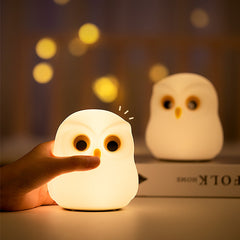 Huggwaii Squishy Silicone Little Owl LED Night Light - Perfect Gift for Kids and Girls
