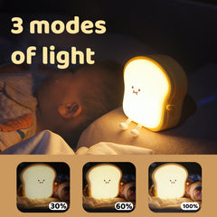 Toast Silicone Squishy Night Light for Desk Kawaii Bread Lamp Perfect Gift