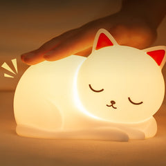 MeWaii® Squishy Silicone Napping Cat LED Night Light - Perfect Gift for Kids and Girls