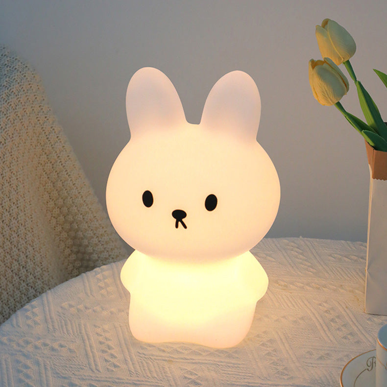 Bunny Night Light Big Head Bouncy Ears Silicone Squishy Bedside Decor Perfect Gift