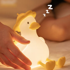 Huggwaii Squishy Silicone Hiking Duck LED Night Light - Cozy Gift for Kids and Girls