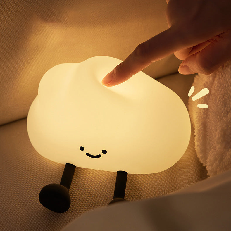 Cute Cloud Silicone Squishy Night Light Smiling Face for Cozy Room Perfect Gift