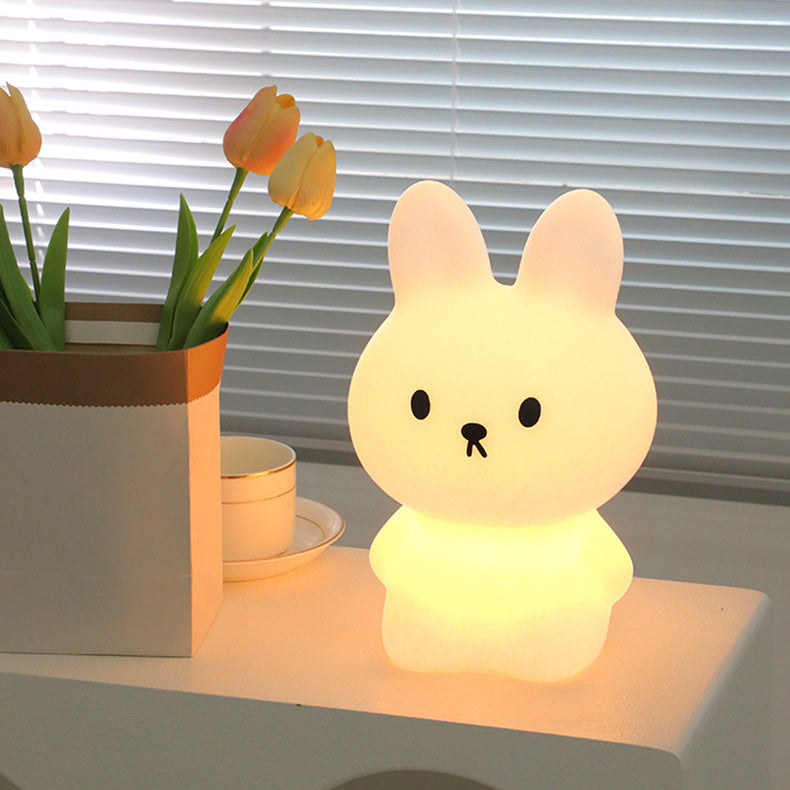 Bunny Night Light Big Head Bouncy Ears Silicone Squishy Bedside Decor Perfect Gift