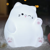 Huggwaii Squishy Silicone Waving Cat LED Night Light - Perfect Gift for Kids and Girls