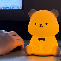 Veilleuse LED en silicone souple en forme d'ours en peluche - Cadeau idéal pour les enfants et les filles
