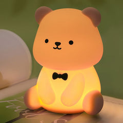 Veilleuse LED en silicone souple en forme d'ours en peluche - Cadeau idéal pour les enfants et les filles