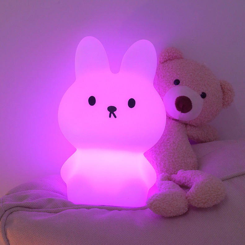 Bunny Night Light Big Head Bouncy Ears Silicone Squishy Bedside Decor Perfect Gift