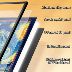 Cat Painting Night Light with Bluetooth Speaker Plug-in LED Art Frame for Bedroom Desk or Gift