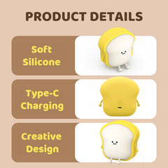 Toast Silicone Squishy Night Light for Desk Kawaii Bread Lamp Perfect Gift