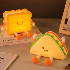 Huggwaii Afternoon Tea Silicone Squishy Night Light Set Cute Bread Biscuit Sandwich Lamp Food Series Gift Decor