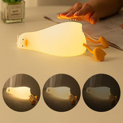 Veilleuse LED en silicone souple en forme de canard paresseux – Cadeau idéal pour les enfants et les filles