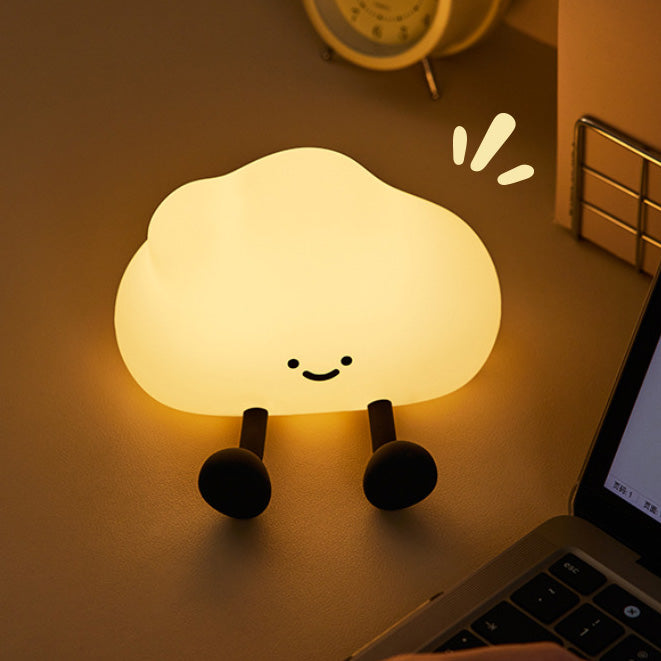 Cute Cloud Silicone Squishy Night Light Smiling Face for Cozy Room Perfect Gift
