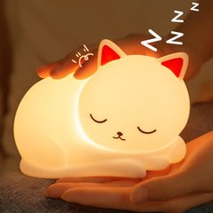 MeWaii® Squishy Silicone Napping Cat LED Night Light - Perfect Gift for Kids and Girls