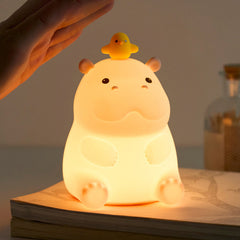 Hippo with Duck Adorable Squishy Silicone Night Light Perfect Gift