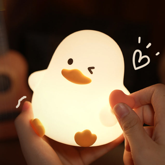 Winking Duck with Heart Silicone Squishy Night Light Perfect Gift