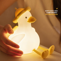 Huggwaii Squishy Silicone Hiking Duck LED Night Light - Cozy Gift for Kids and Girls