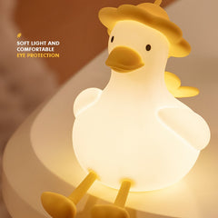 Huggwaii Squishy Silicone Hiking Duck LED Night Light - Cozy Gift for Kids and Girls