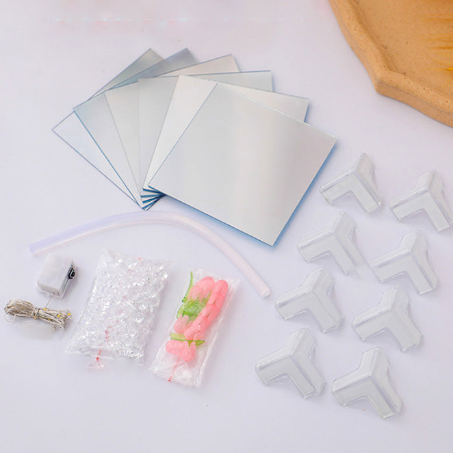 Handgefertigte DIY Tulpen Spiegel LED Nachtlicht für Geschenk USB Stecker Plug-In Tulpen Lampe