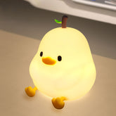Pear-Shaped Duck Silicone Squishy Night Light Leaf Top Animal Lamp Perfect Gift
