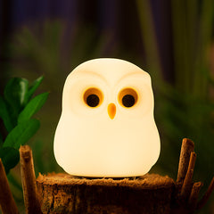 Huggwaii Squishy Silicone Little Owl LED Night Light - Perfect Gift for Kids and Girls