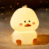 Huggwaii Squishy Silicone Shy Duck LED Night Light - Perfect Gift for Kids and Girls