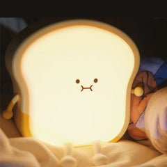 Toast Silicone Squishy Night Light for Desk Kawaii Bread Lamp Perfect Gift